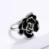 925   Exquisite Enamel Drip Oil Color Black Flower Ring For Ladies Party Wedding Jewelry Gift