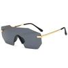 Oversize Metal Reflective Film Rimless Sunglasses Unisex Ocean Film Shades UV Protection Eyewear for Men Women