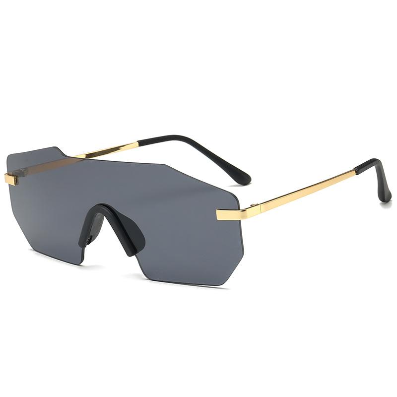 Oversize Metal Reflective Film Rimless Sunglasses Unisex Ocean Film Shades UV Protection Eyewear for Men Women