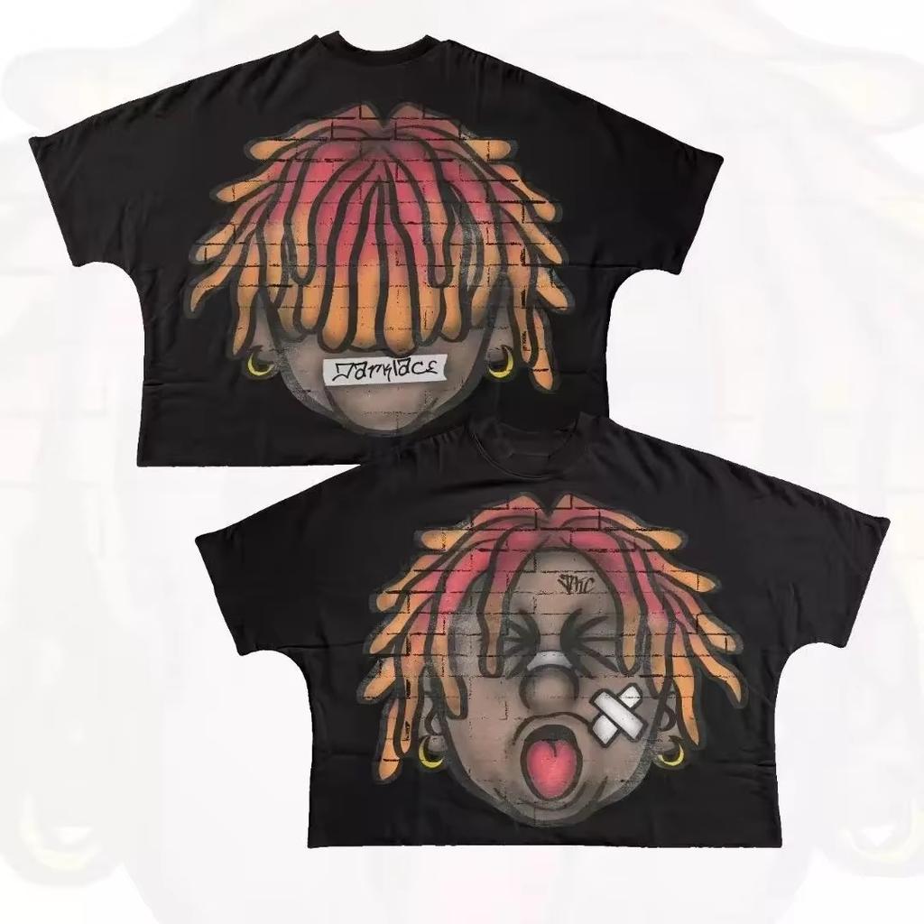 Men Women Streetwear T Shirt Hip Hop Fun Cartoon Graphic Printed Oversized T Shirt Harajuku Gothic Cotton Short Sleeved Clothing