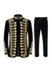 Men's Retro European Velvet Military Jacket with Gold Embroidery
