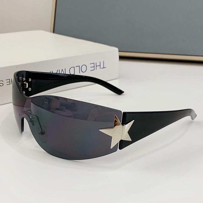 New Frameless Star Decor Sunglasses With Black Lenses For Fashionable Outings AllGrayLegs