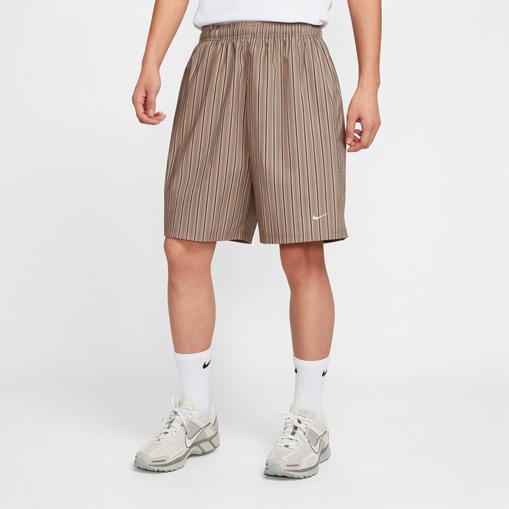 Nike Sportbekleidung SS25 Markenlogo Gestreift Schnelltrocknend Atmungsaktiv Gewebt Schnürung Sportshorts Herrenshorts Braun IF0378247