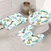 Seahorse Shower Curtain Set With 12 Hooks - Includes Bath Mat, U-Shaped Toilet Mat, Toilet Lid Cover, And Decorative Curtain For