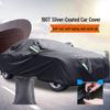 190T Black Polyester Car Cover: Waterproof, Sun Shade, Heat Insulation, Rainproof Protection.