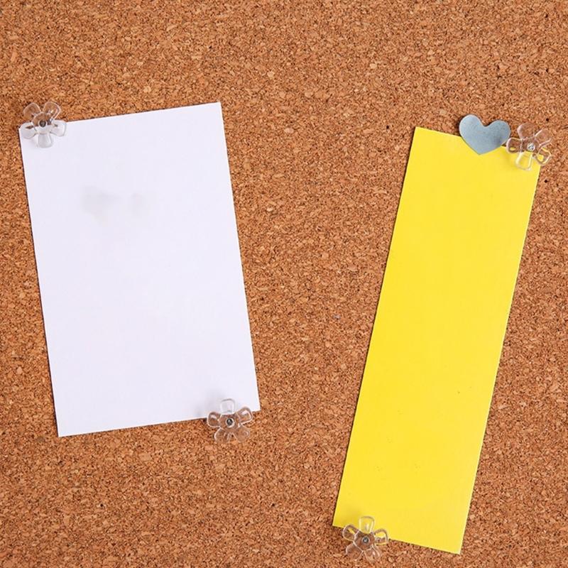 100Pcs Clear Flower Head Push Pins for Display Picture Note Memos Poster Cork Notice Board Pins Decorative Thumb Tacks