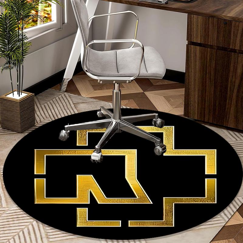 Ramms Rock Band Fire Logo Round Carpet Chair Cushion Round Entryway Rug, Soft Round Rugs for Living Room, Bedroom, Circle Carpet Decor Gifts