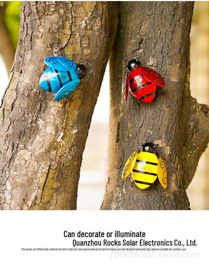Solar Bee Light: Outdoor Garden LED Wall Hanging Decoration, Wrought Iron, Waterproof