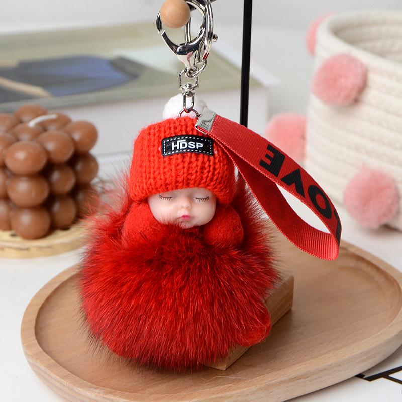 Echter Fuchs Haarball Schlafpuppe Anhänger Plüsch Schlüsselanhänger Accessoires Fell Geschenk Schmuck