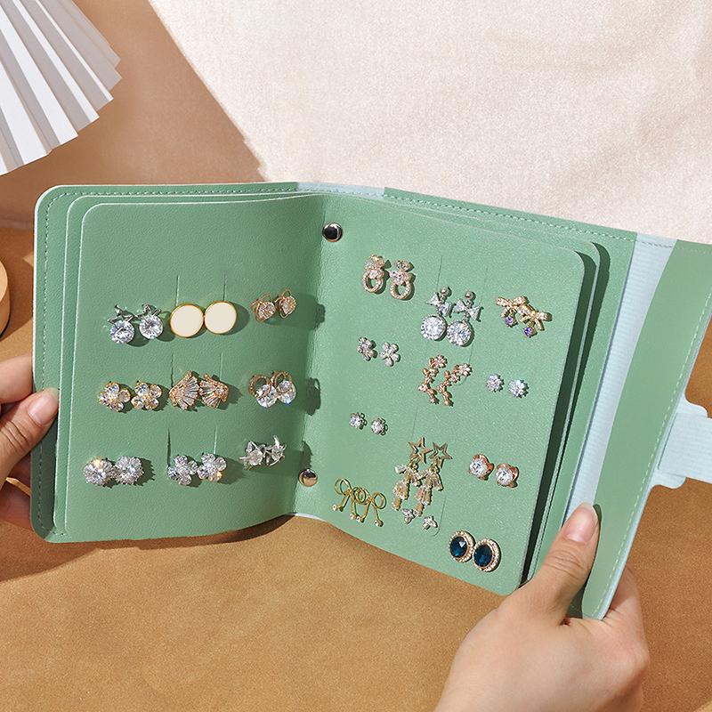 Portable Jewelry Pouch Creative  Earrings Multi-Layered Pu Leather Jewelry Bag