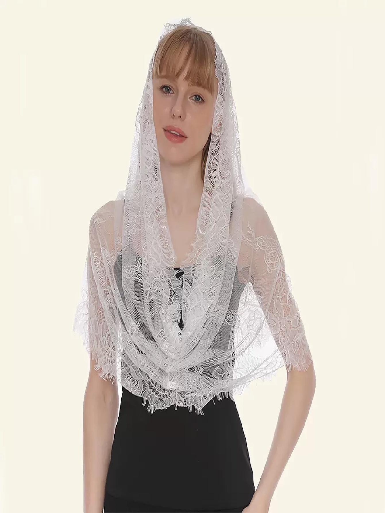 

New Style Church White Bridal Lace Shawl Veil Mantilla Veil Muslim Latin Veil белый