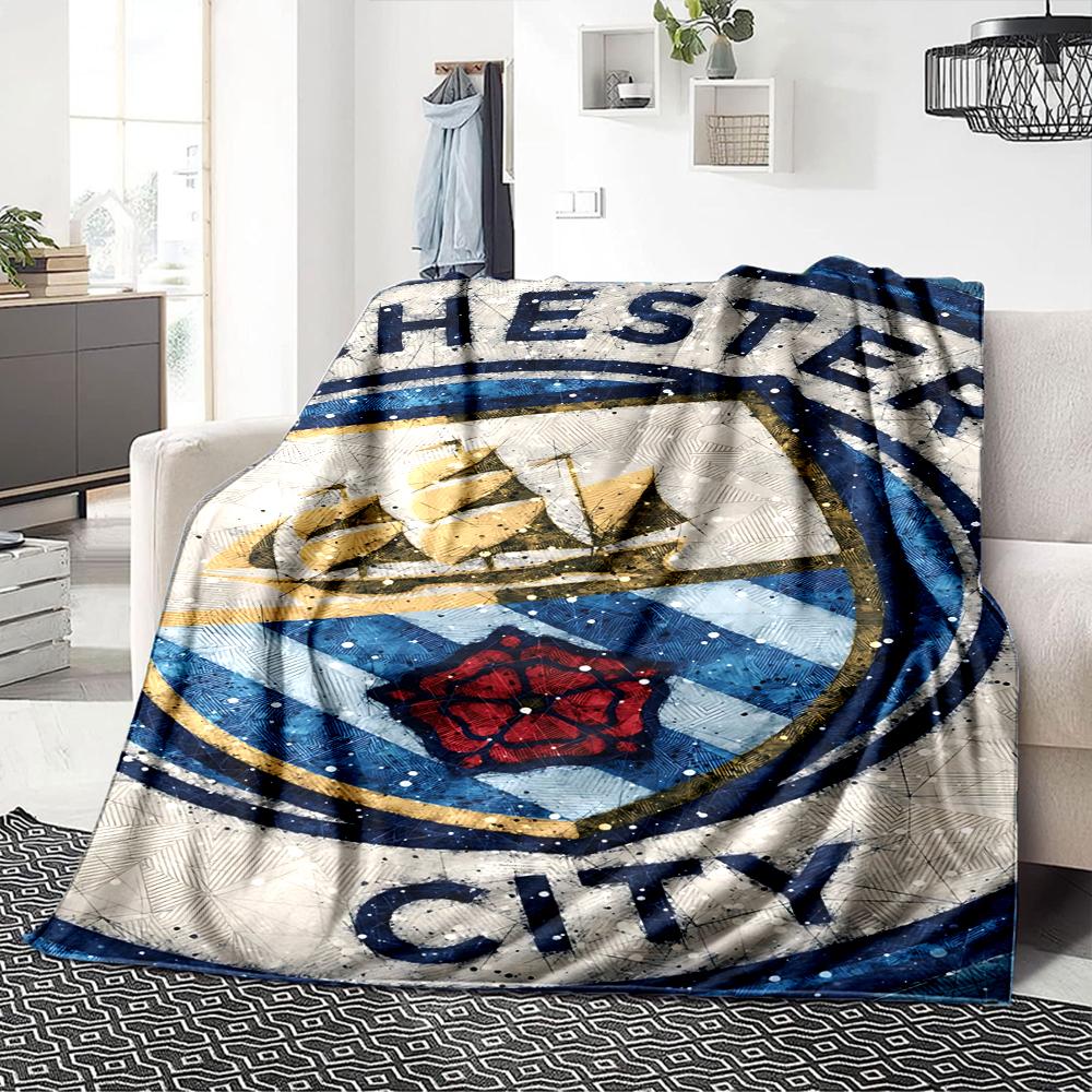Manchester Crest Blankets Flannel Printed Breathable Warm Throw Blanket for Home Office Bedspreads 0708a10