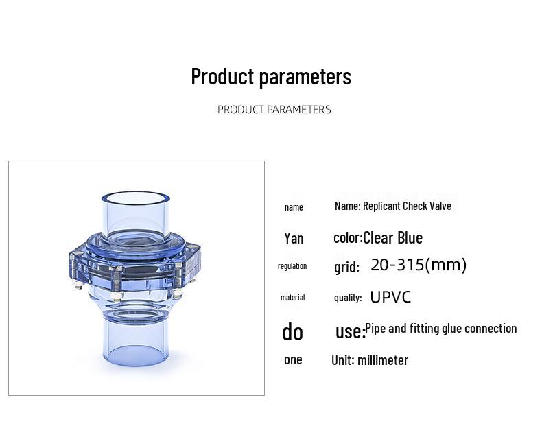 PVC Transparenter Rückschlagklappe mit Klappe, Rückflussverhinderer Sanitärfitting für 32/40mm Abflussrohre