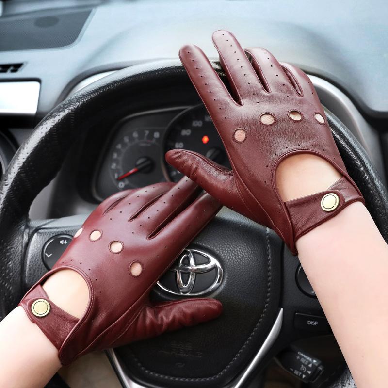 Men Genuine Leather Gloves Ventilation Guantes De Cuero Harley Outdoor Cycling Driving Motorcycle Sheepskin Gloves