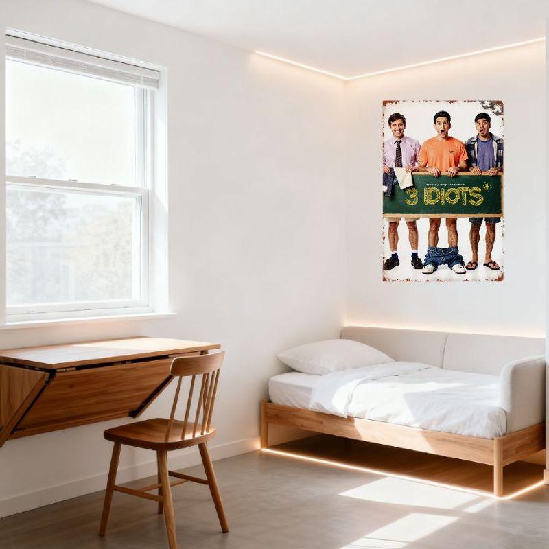 3 Idiots Movie Metal Tin Sign Vintage Comedy Film Poster for Bar Club Cafe Man Cave Home Decor