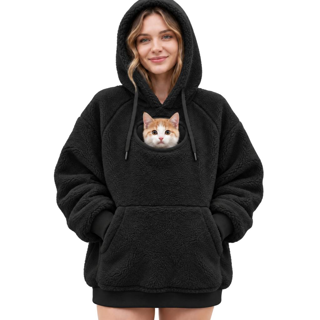 Unisex Kapuzenpullover mit Hundetasche, Sportlicher Pullover mit langen Ärmeln