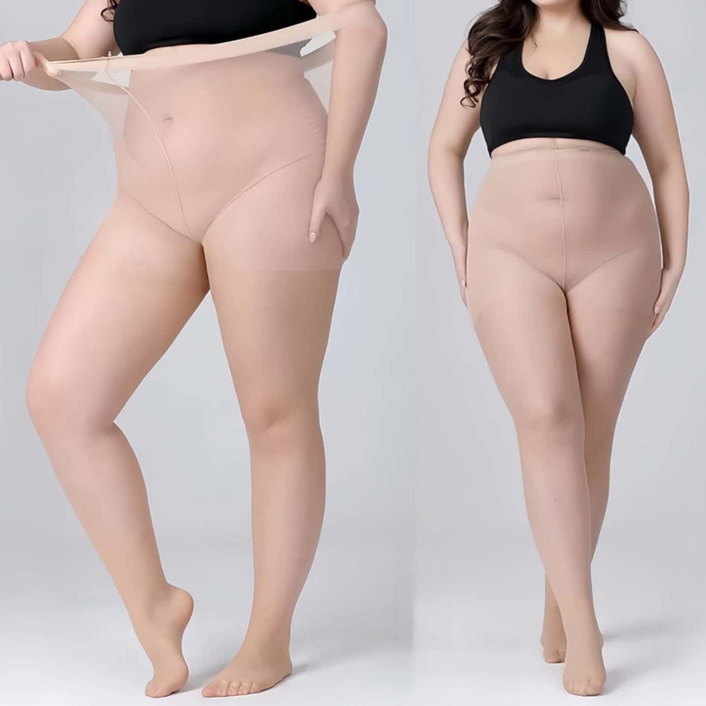 

New Large Plus Size High Waist Pantyhose Female Open Crotchless Black Silk Stockings Sexy Tights For Oversize Women Summer One Size