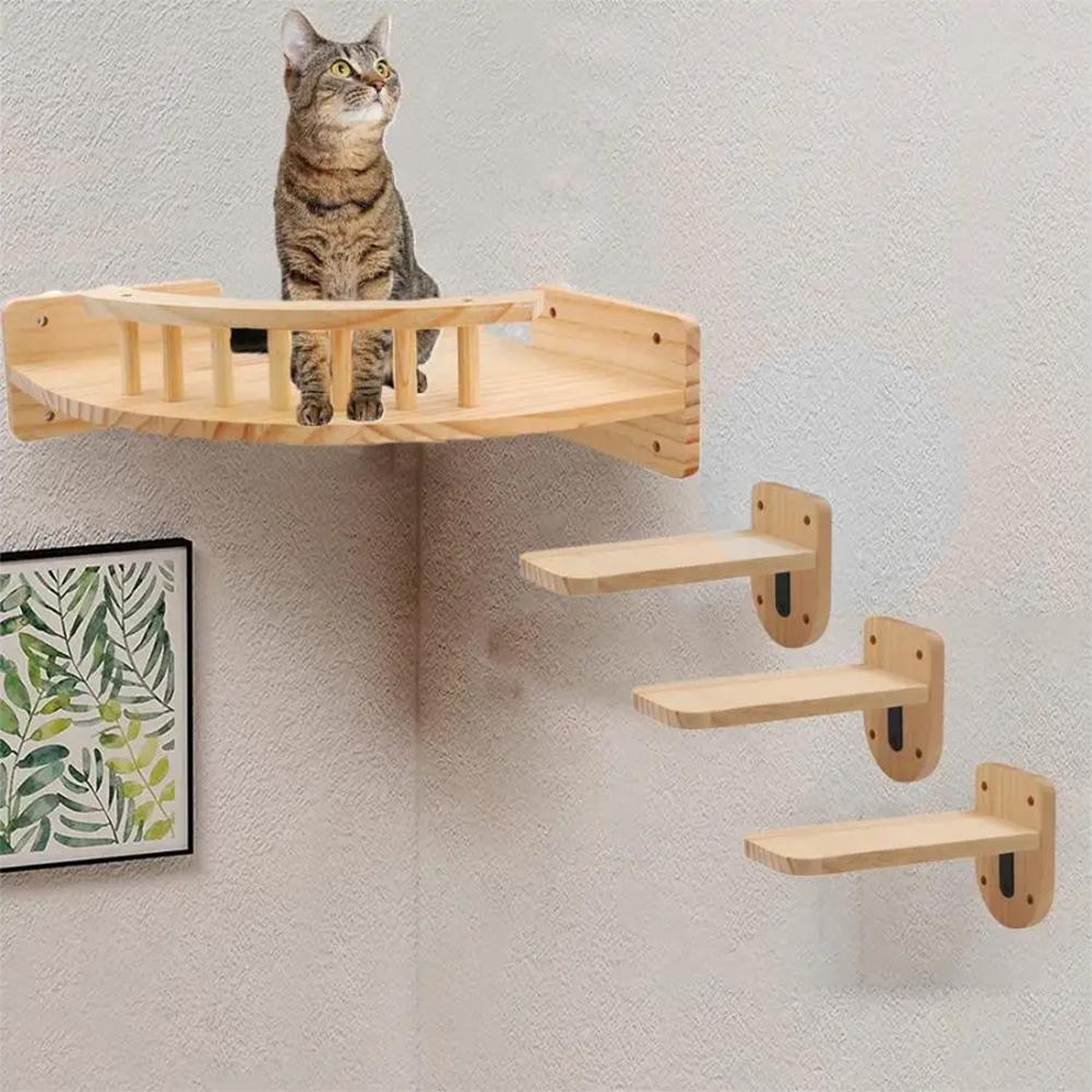 Wall-mounted Cat Viewing Platform Wooden Cat Climbing Frame Solid Wood Cat House Corner Observation Deck