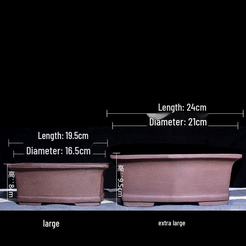 Extra-Large Breathable Purple Clay Square Bonsai Pot for Succulents and Green Plants