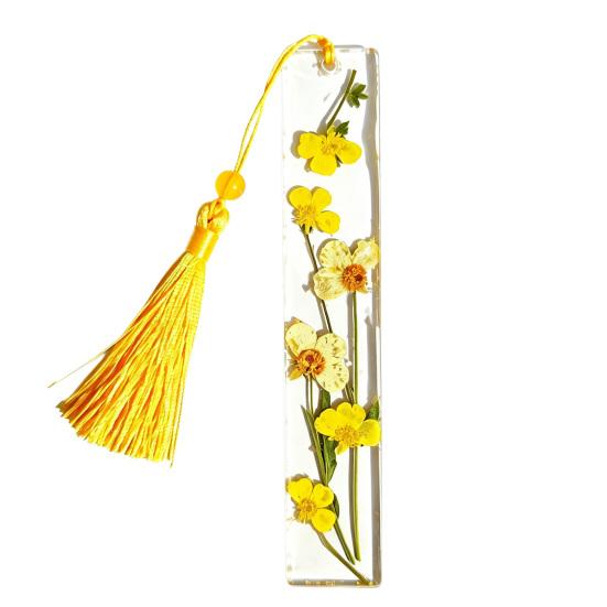 DYS Real Flower Resin Bookmark, 12 Months Dried Page Marker, Handmade Pressed Bookmark for Readers, Gift Book Lovers