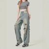 2024 Herbst Retro High Waist Wide Leg Ripped Jeans für Damen