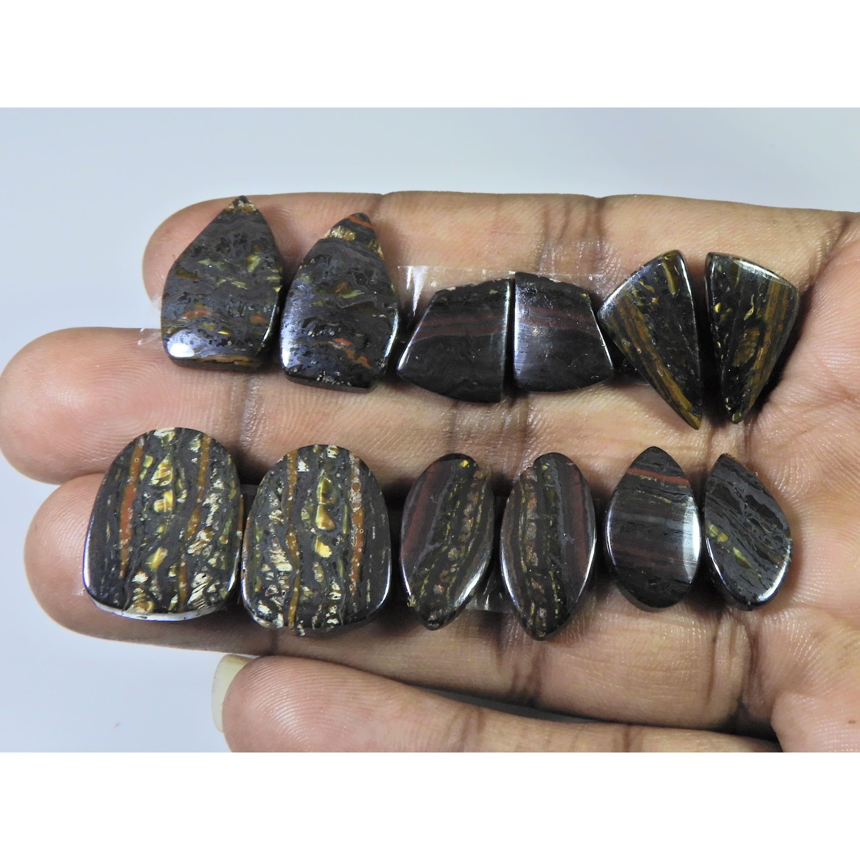 

106Cts. Natural Iron Tiger Matched Pair Fancy Cabochon Gemstone 06 Pair Lot C-370
