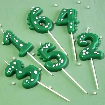 Green Dinosaur 1 3 4 5 6 7 8 9 0 Number Birthday Candle Boy Dinosaur Cake Number Candles Party Celebration Cute Decoration Boy