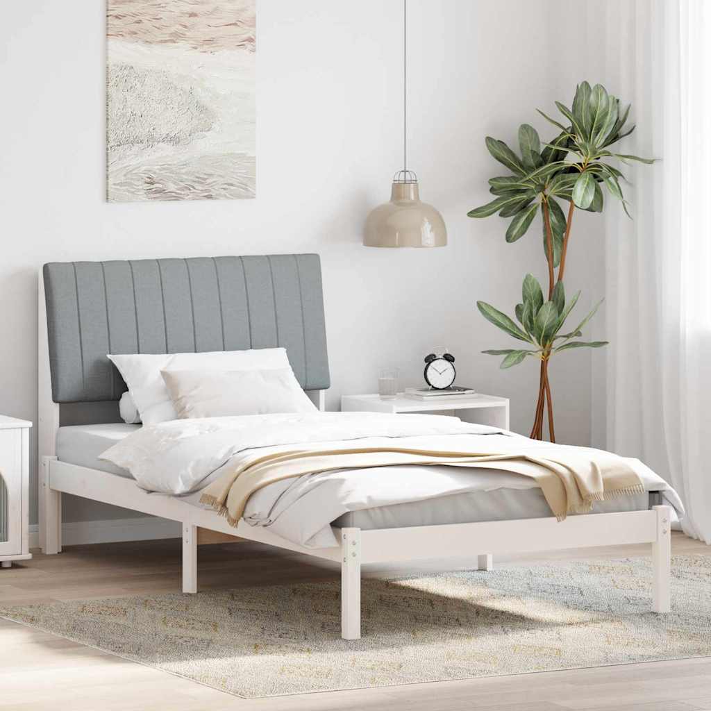 Bed Frame with Headboard White 100 X 200 Cm Solid Pine Wood