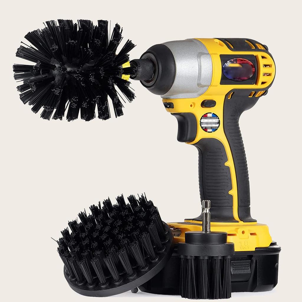 3Stk/Set 2/3,5/4'' Elektrische Schrubberbürste Bohrbürsten-Set Runde Reinigungsbürste aus Kunststoff für Teppich Glas Autoreifen Nylonbürsten