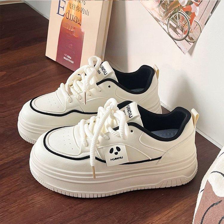 

Campus muffin shoes heightening little white shoes women s spring new versatile students high value retro Hong Kong style casual board shoes 35