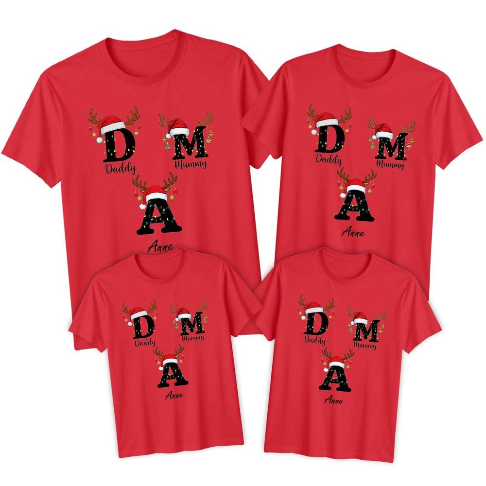 Daddy Mummy Anne Reindeer Christmas Family Matching Holidays TShirt Set
