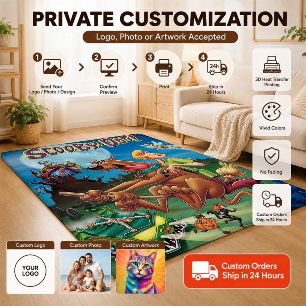 Scoobydoo Spooky Mystery Adventure Indoor Rug Nonslip Easyclean Carpet For Entryway Hallway Balcony Home Party Decor New Year Gift