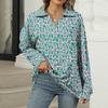 Women's Summer Fashion Casual  Printed V-Neck Long Sleeve Shirt Top