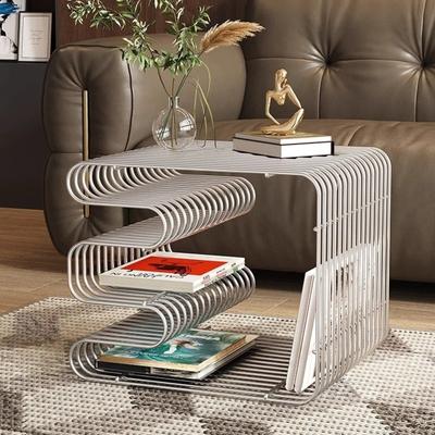 Modern Minimalist Metal Shelf Versatile Wall/Floor Organizer for Coffee Table, Sofa Side, or Bedside Storage