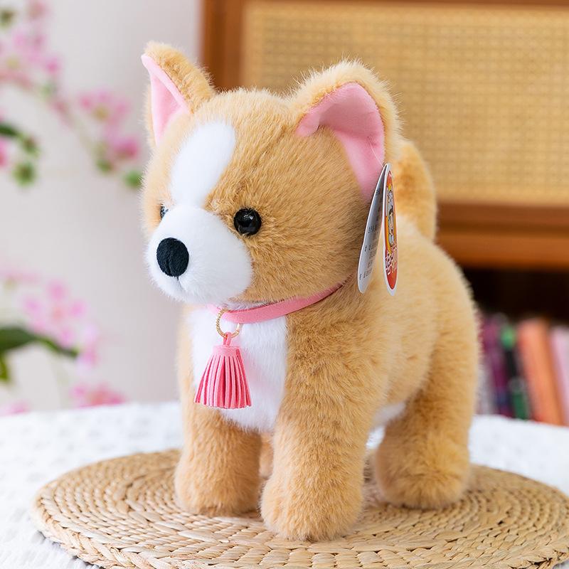 Simulated Standing Position Golden Retriever Plush Toy Corgi Husky Office Puppy Table with Children's St. Bernard Dolls