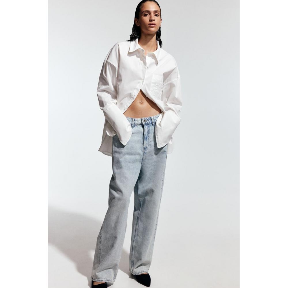 

Мешковатые джинсы HM с низкой посадкой, бледно-синий деним