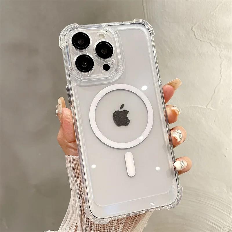 Fashion Simple Color Magnetic Shockproof Case For iPhone 11 12 13 15 16 Plus 14 ProMax Silicone Soft Wireless Charging Cover Men