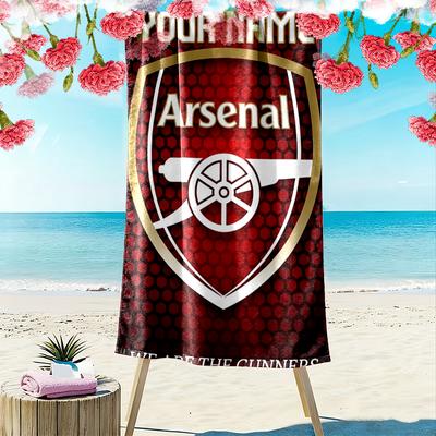 Personalizowany Ręcznik Plażowy z Nadrukiem Arsenalu, Duży Miękki Szybkoschnący Ręcznik na Plażę, Kemping, Pływanie
