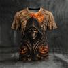 Summer Men's Skull 3D Printed Crew Neck T-Shirt Halloween Dress Up