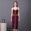 New Russian European and American Women's Vest-style Dress Contrasting Colors Single-row Multi-button Slit Long Knitted Dress