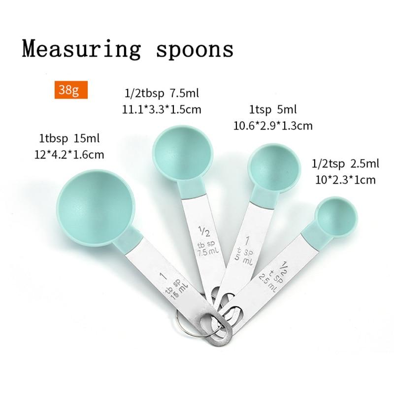 4pcs Measuring Spoons+Measuring Cup Measuring Tools Baking Accessories Stainless Steel Handle