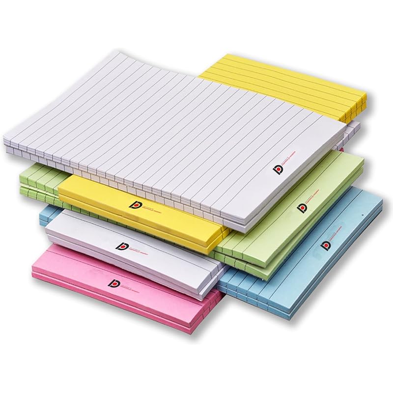 Coi Wide Ruled 5X 8 - Inch 50-Sheet Lined Writing Note Pad, White | Yellow | Green | Blue | Pink - Pack Of 12
