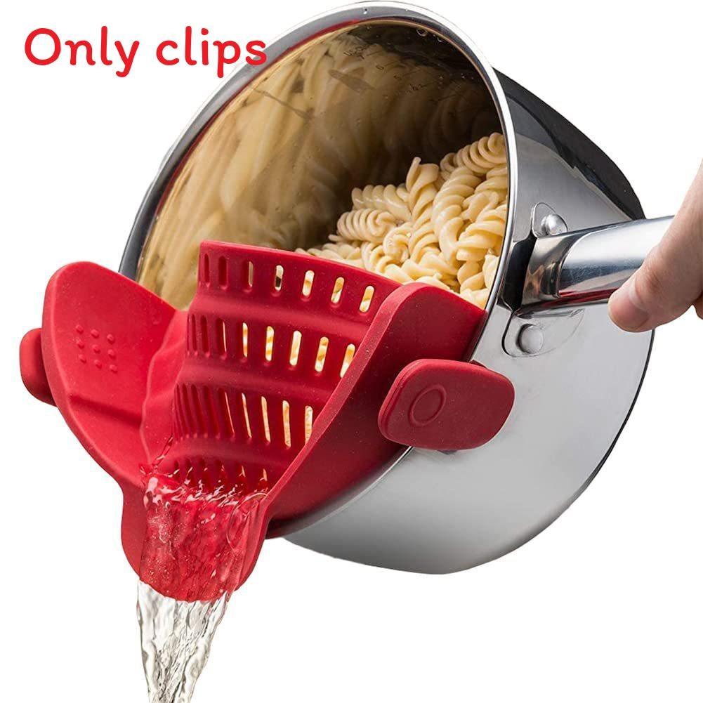 On Strainer Clip Pan Silicone Pot Drainer Fruit Colander Food Kitchen Filter
