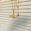 Empress Dowager High-Quality Pink Diamond Silver Necklace with Saturn Chain