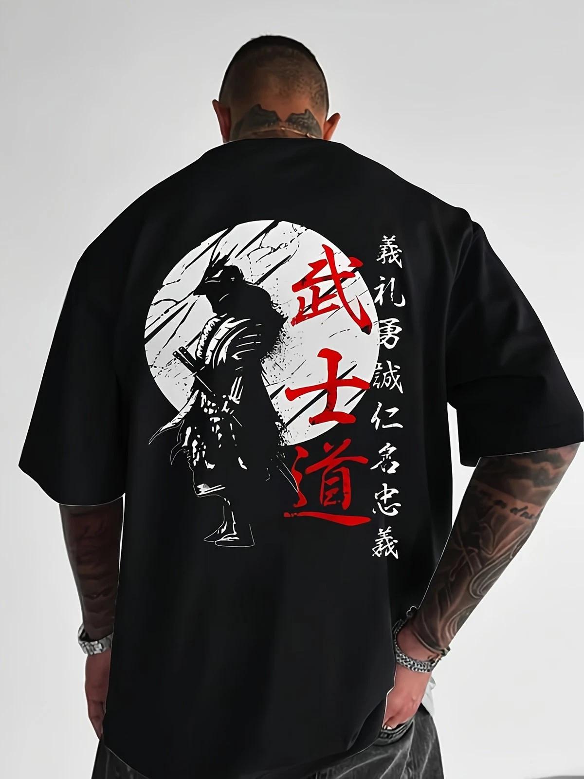 Samurai Graphic Print T Shirt Japanese Warrior Emo Grunge Streetwear Tee XL