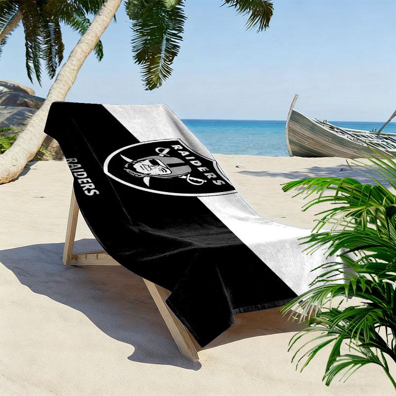 Ręcznik plażowy z nadrukiem Las Vegas Raiders, Duży miękki szybkoschnący ręcznik na plażę, kemping, basen