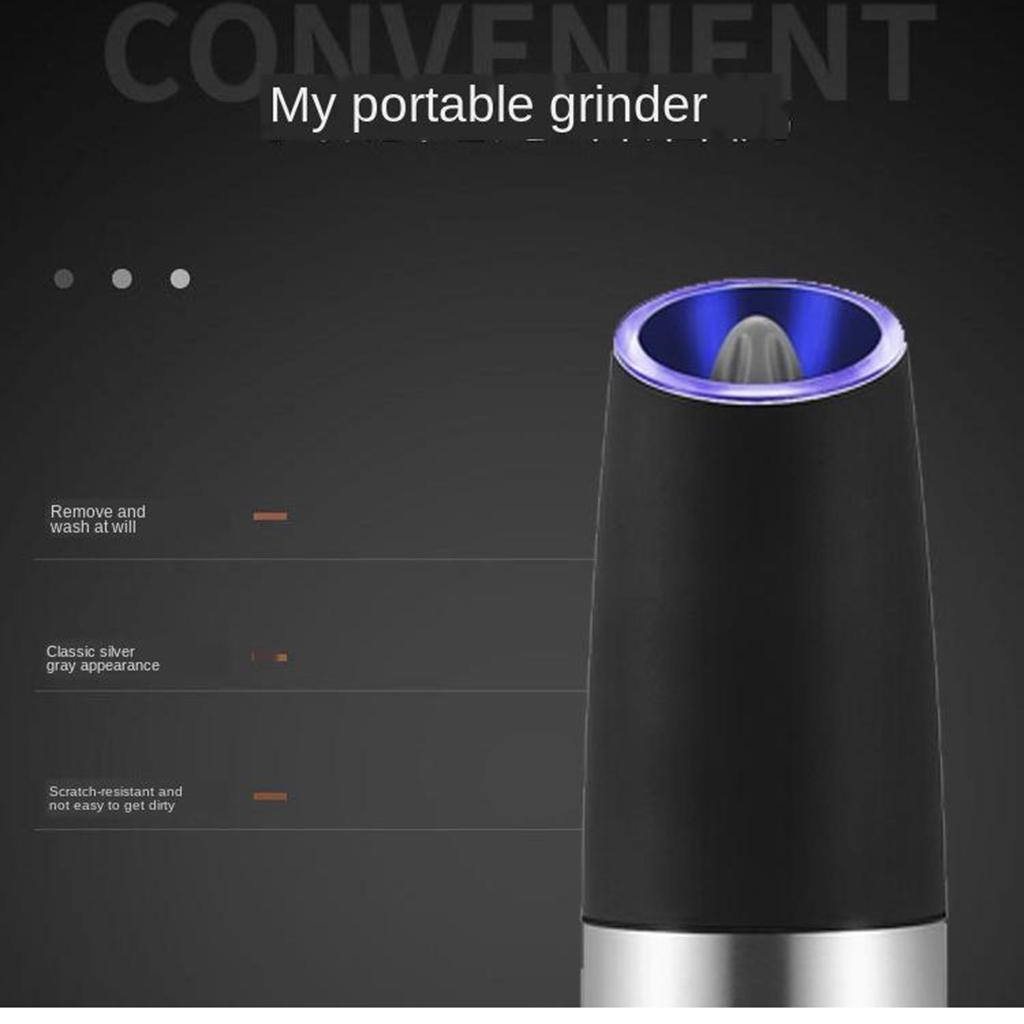 Electric Gravity Pepper & Salt Grinder with LED Light Kitchen Grinding Automatic