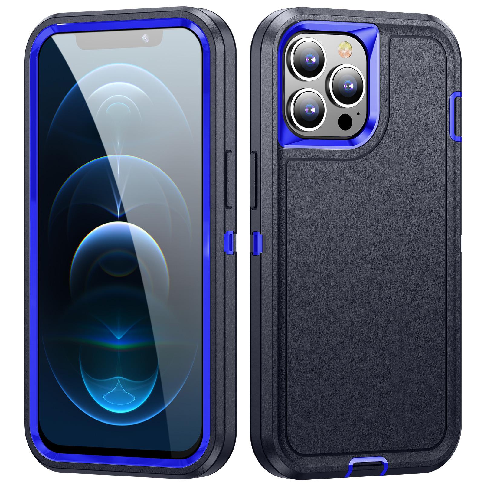 

For iPhone 12/12 Pro Anti-Scratch Case TPU+PC Drop Protection Phone Cover Dark Blue/Sapphire