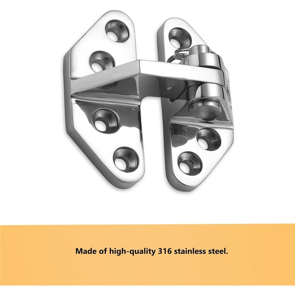 316 Stainless Steel Marine Hatch Hinges – 76x55mm & 76x66mm Removable Hinges – Mirror Polish For Yachts, Boats, RVs, Cabinets – No Drilling