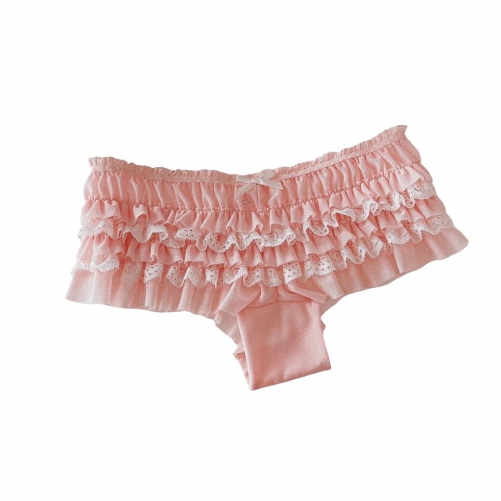 Bow Mesh Women's Underwear Ruffle Sweet Lace Briefs Cute Lace Panties Gift